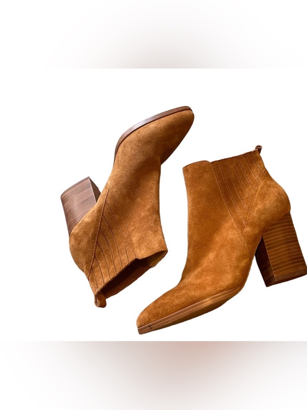 Marc Fisher Suede Ankle Booties in Cognac Brown